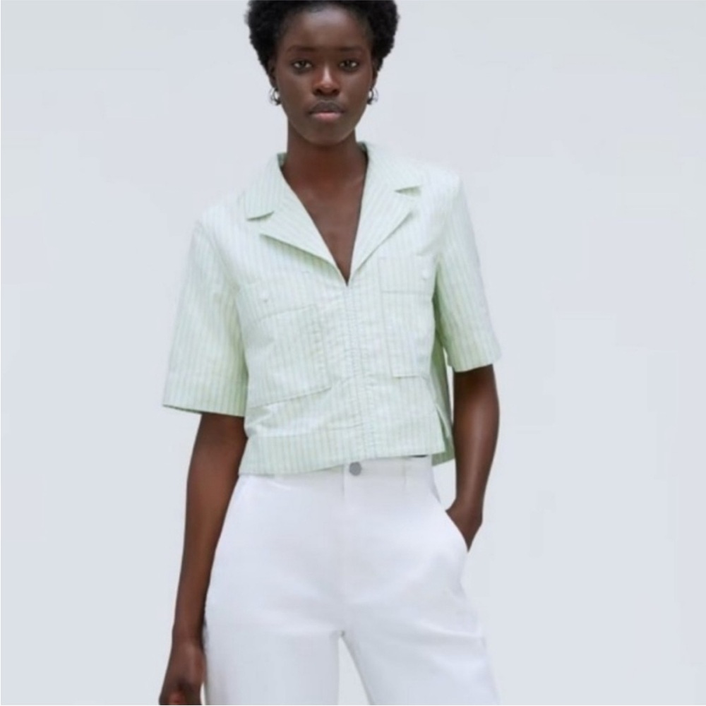 Everlane Mint Green Striped Button-Down Shirt